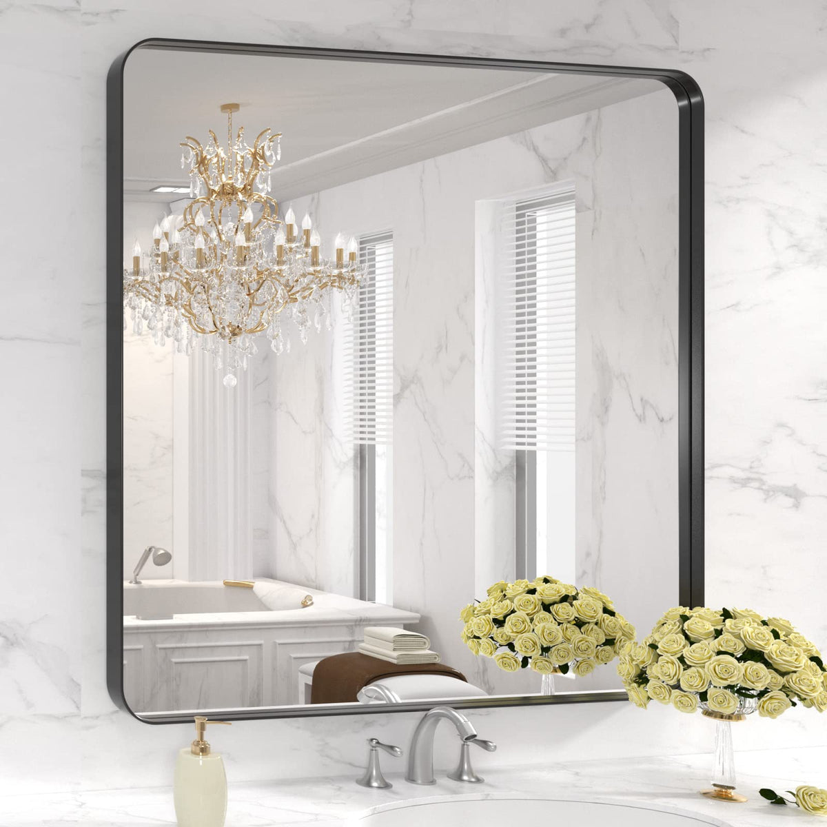 LOAAO 30"X36" Gold Bathroom Mirror
