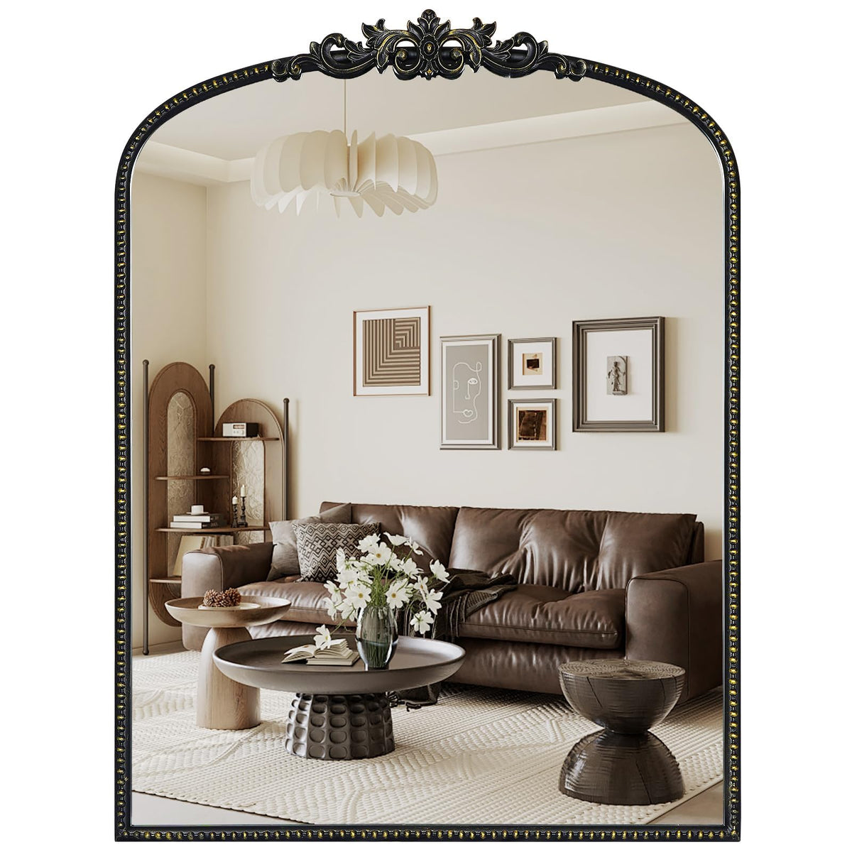 WallBeyond Gold Vintage Mirror for Vanity 32x24 Inch, Gold Antique Mirror with Ornate Frame, Arched Vintage Wall for Bathroom, Living Room, Fireplace, Entryway