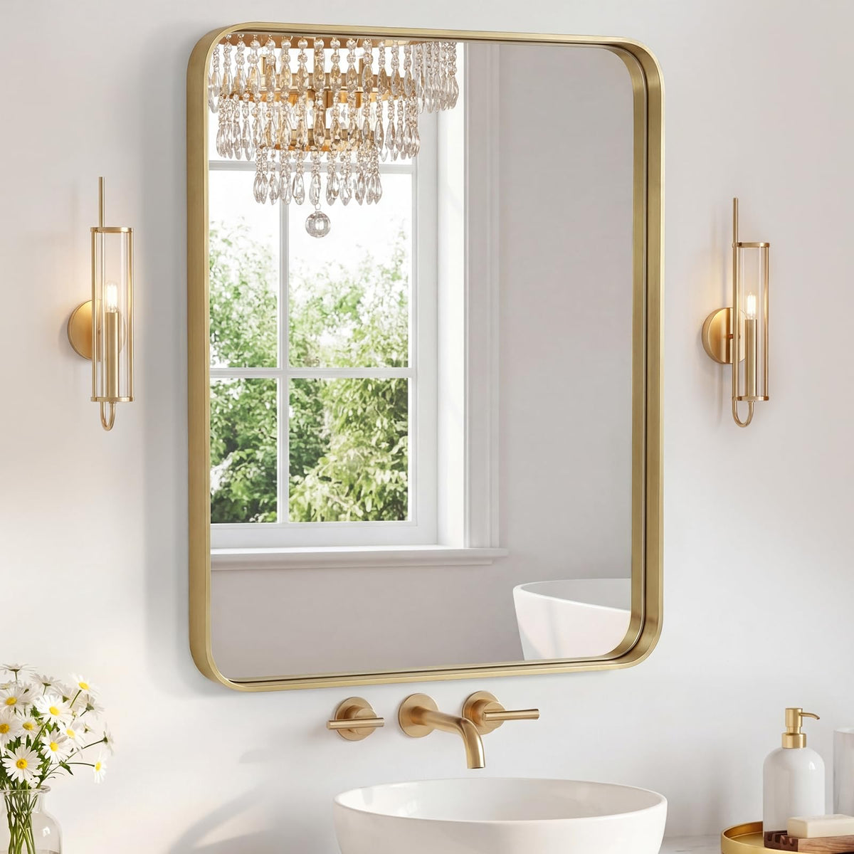 NEWBULIG 36 Inch Round Bathroom Mirror, Wall Mount Vanity Mirror