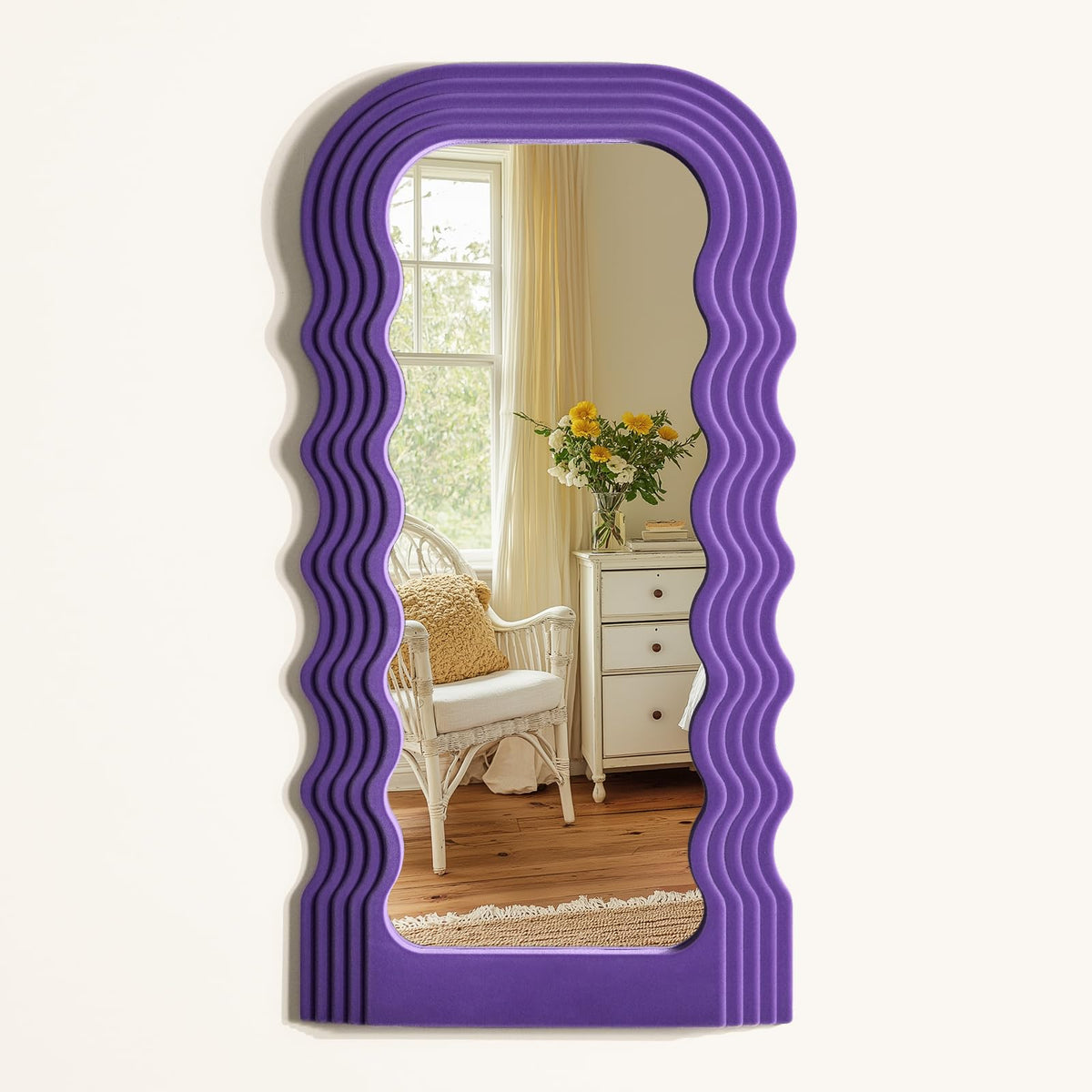 Emerald Green Wavy Wall Mirror Decor for Hallway Entryway, Irregular Cloud-Shaped Small Decorative Mirrors for Home Office Living Room, Modern Hanging Wall Art for Christmas Wedding Gift