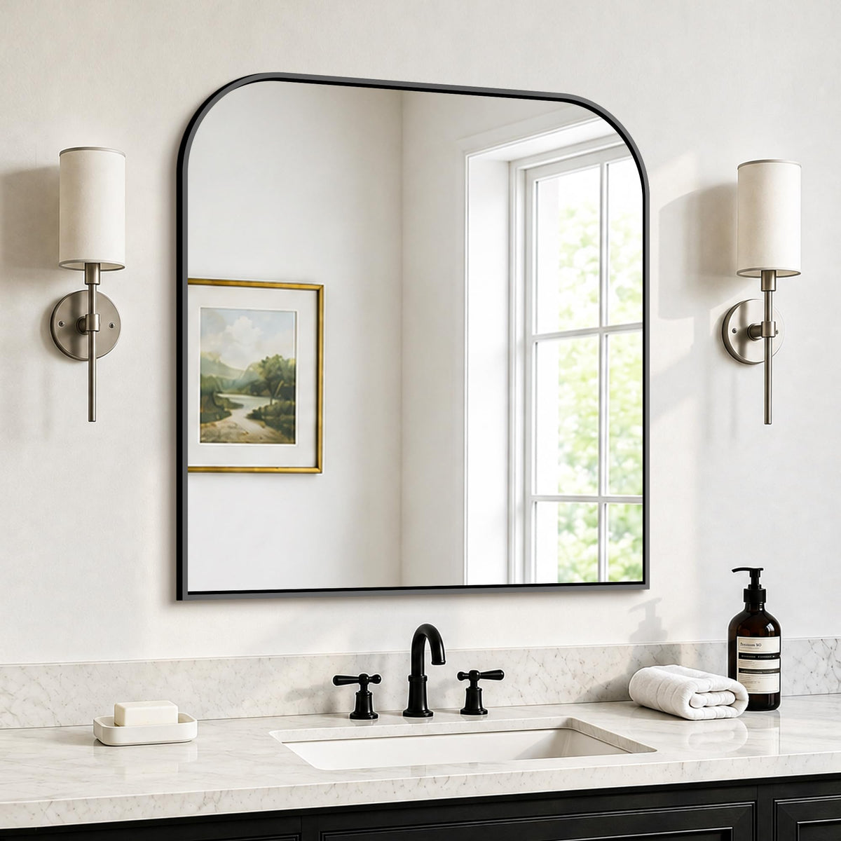 FICTOR 2 Pack 36" x 24" Bathroom Vanity Mirror for Over Sink, Black