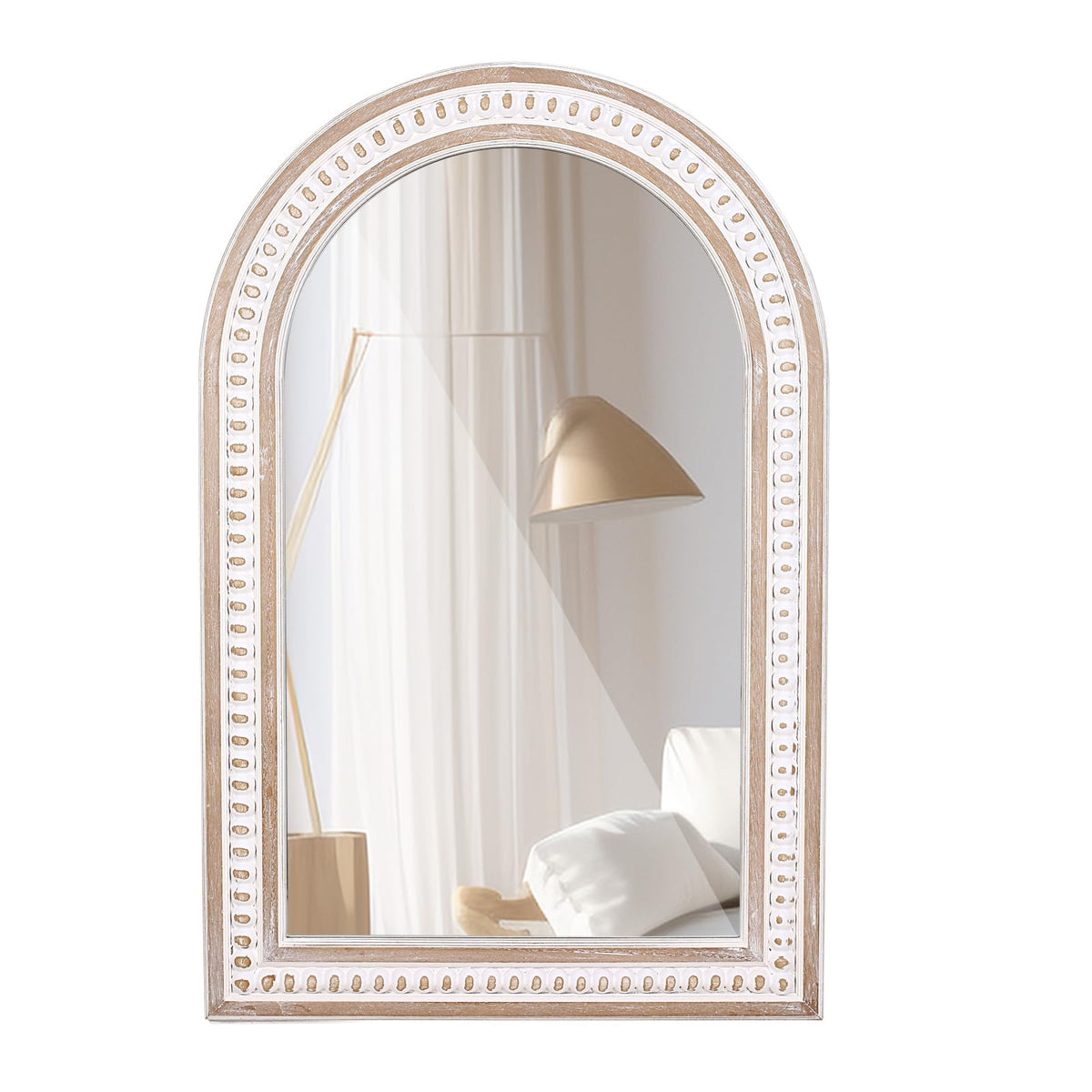 35x23 Inch Wood Rectangle Wall Mirror, Rustic Farmhouse Decorative Mirrors