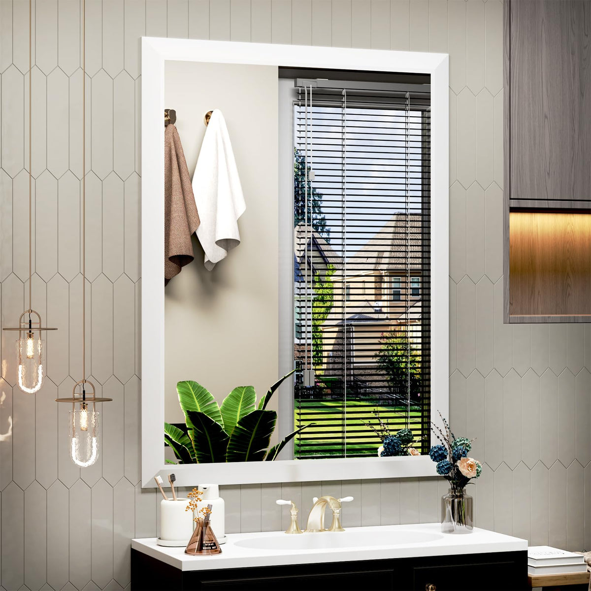 SMIROR 24x36 Matte Black Bathroom Vanity Mirror for Over Sink