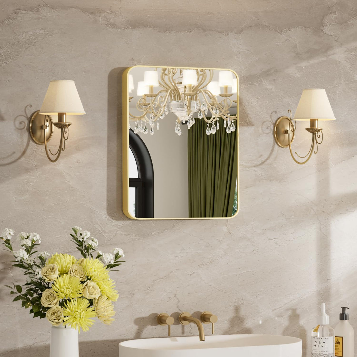 24"x36" Bathroom Mirror for Over Sink, Brushed Nickel Vanity Mirror