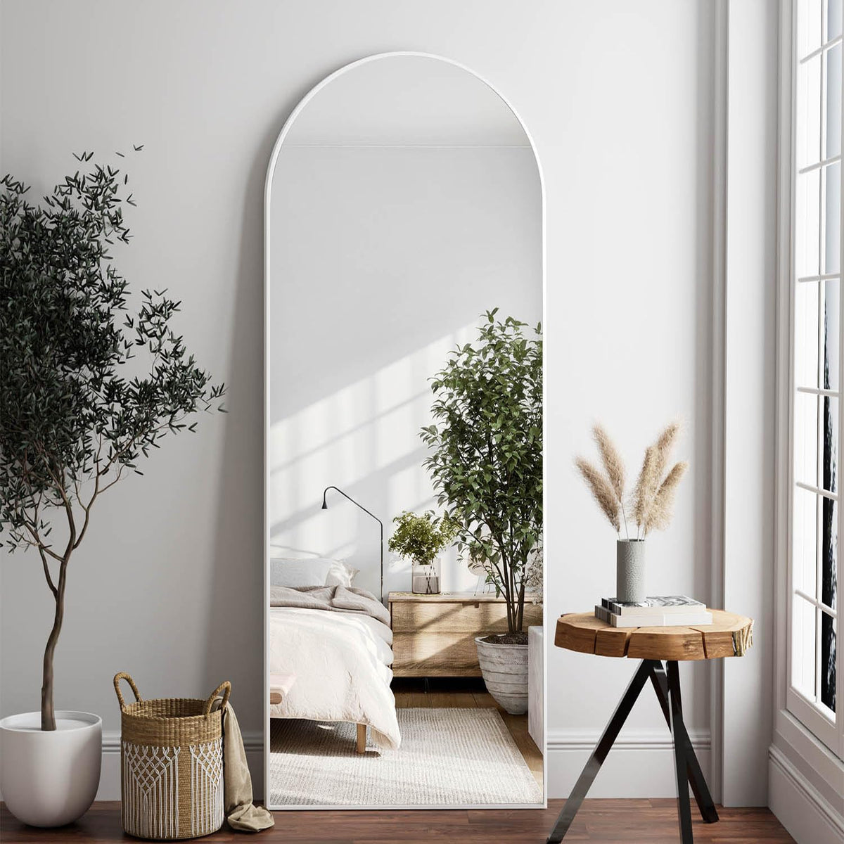 Dewfig Vintage Arched Wall Mirror, 30"x22" Bronze Antique Bathroom Mirror