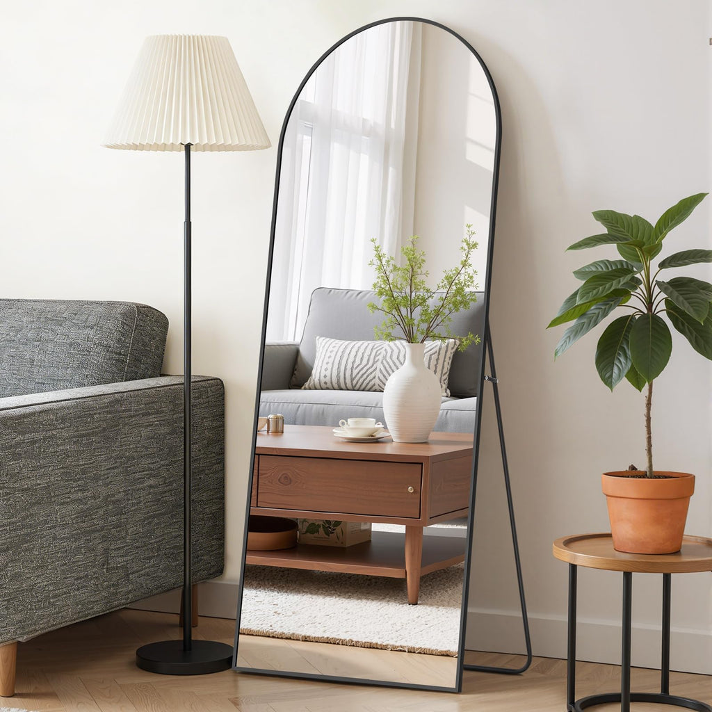 Mirror Full Length 64"x21", Arched Full Body Floor Mirrors with Stand