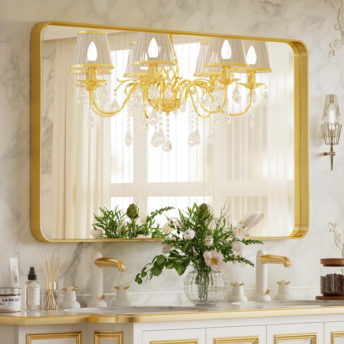 VooBang Bathroom Mirror 30"x48", Black Gorgeous Deep Frame Wall Mirror