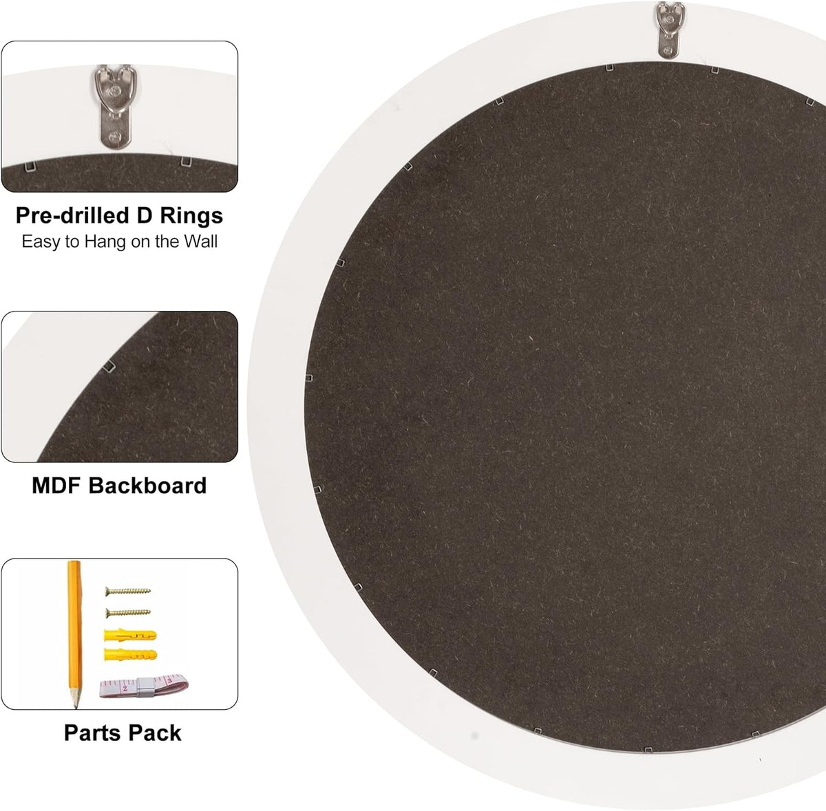 24 Inch Round Mirrors with Mosaic Frame for Wall