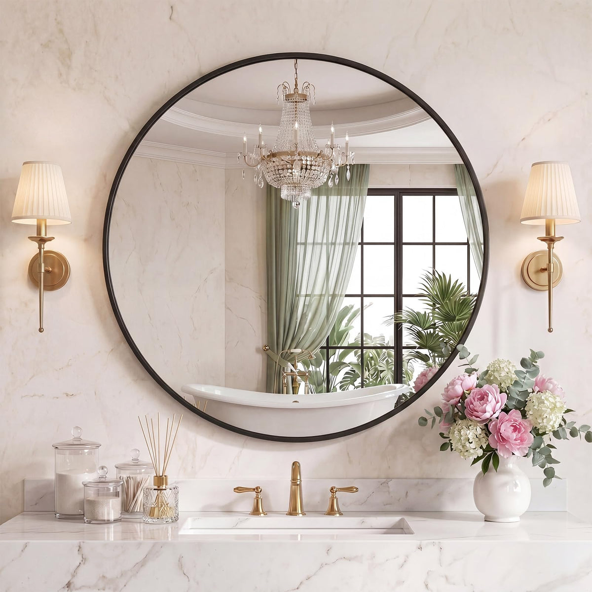 Sweetcrispy 26"x38" Arched Bathroom Mirror, Bathroom Mirrors for Over Sink