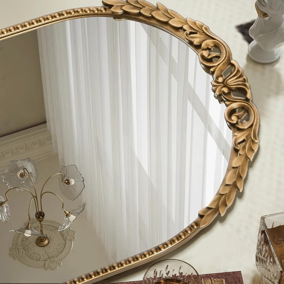 Besdomus Gold Full Length Mirror: 19"x53" Vintage Ornate Floor Mirror