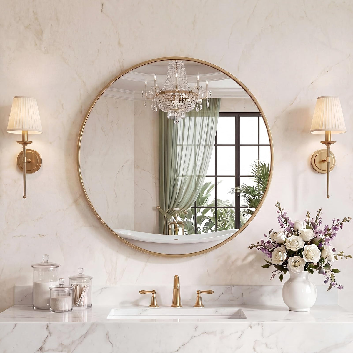 Sweetcrispy 26"x38" Arched Bathroom Mirror, Bathroom Mirrors for Over Sink