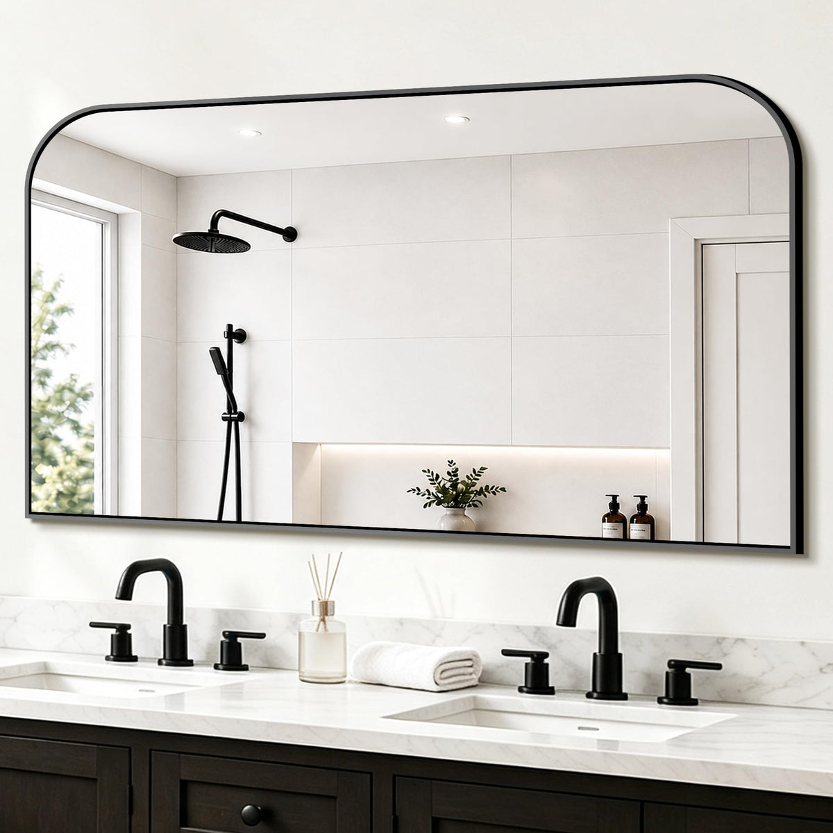 FICTOR 2 Pack 36" x 24" Bathroom Vanity Mirror for Over Sink, Black