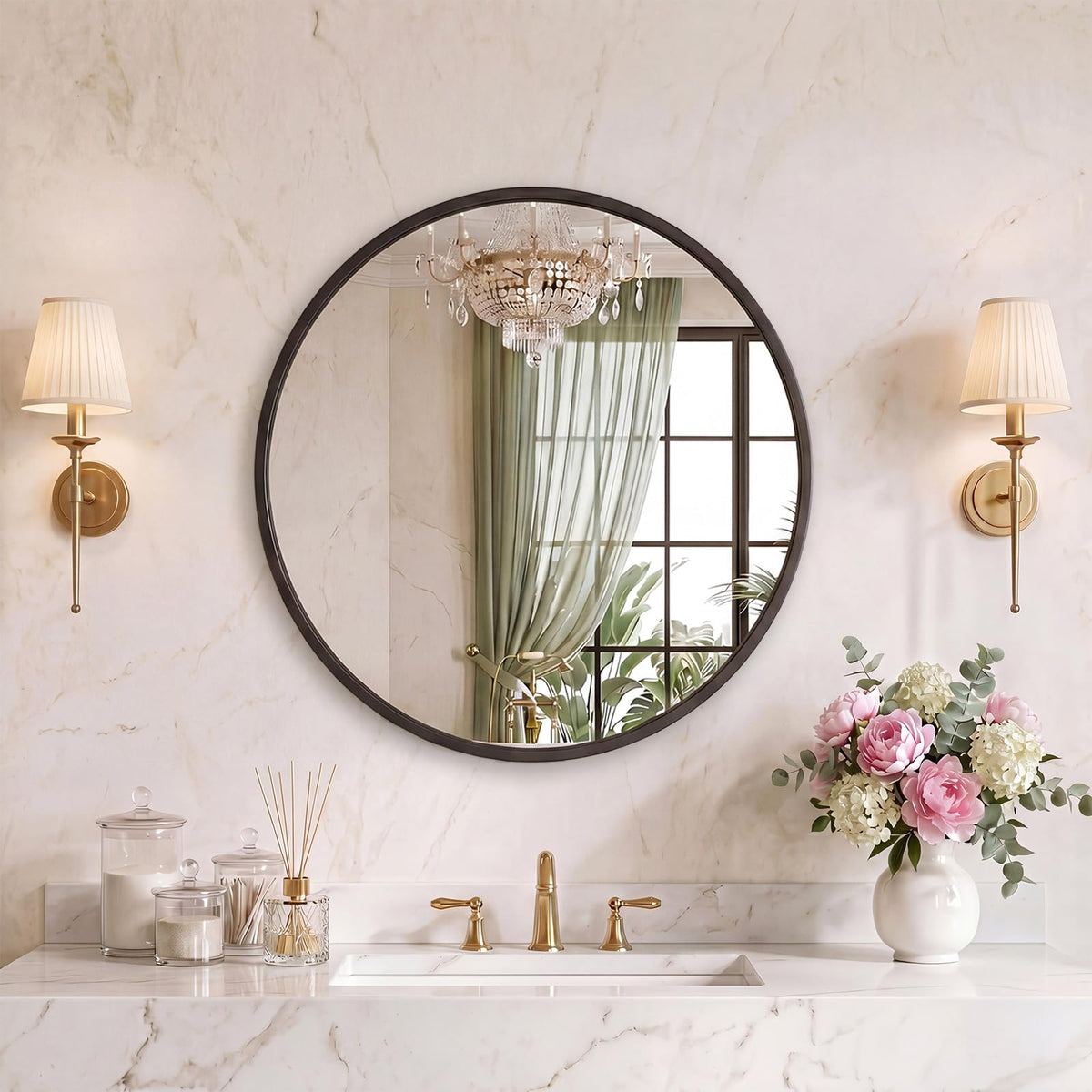 Sweetcrispy 26"x38" Arched Bathroom Mirror, Bathroom Mirrors for Over Sink
