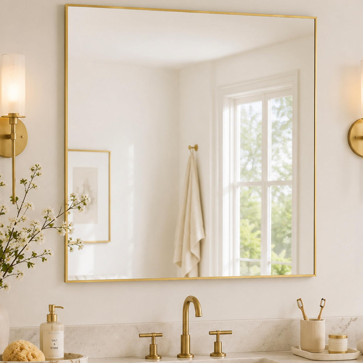 2-Pack 24"x36" Matte Black Framed Bathroom Vanity Wall Mirrors