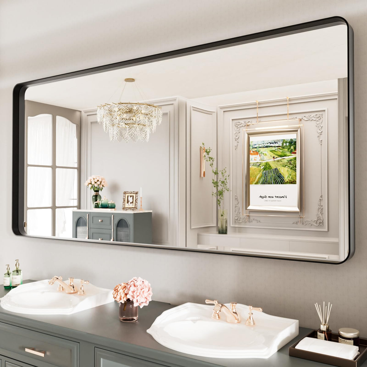 LOAAO 30"X36" Gold Bathroom Mirror
