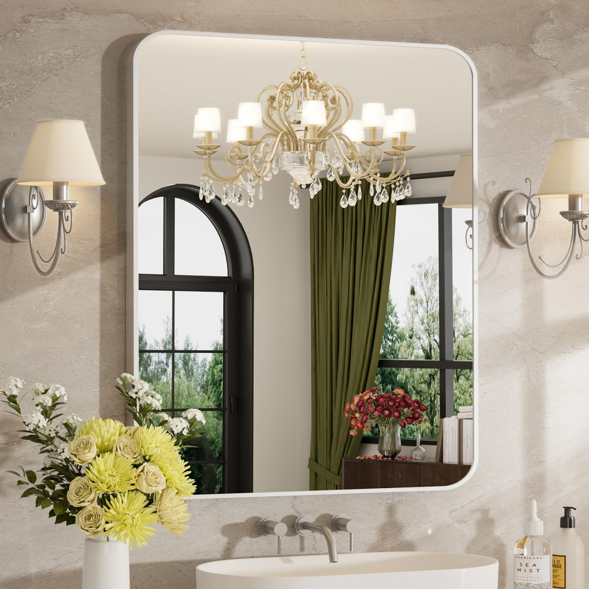 24"x36" Bathroom Mirror for Over Sink, Brushed Nickel Vanity Mirror