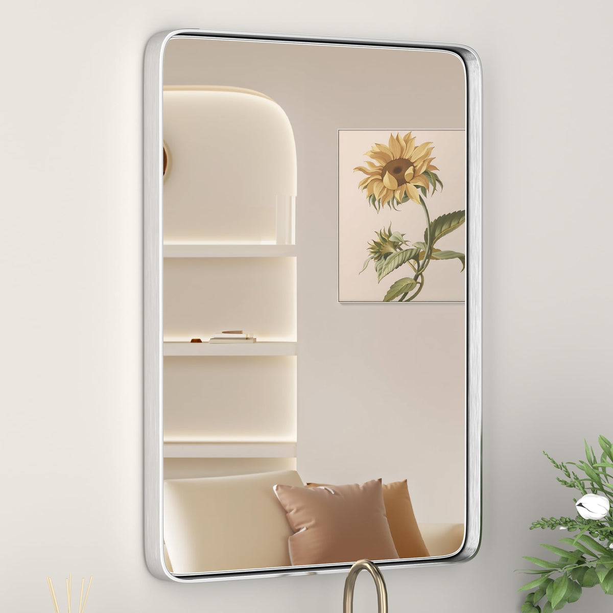 Black Bathroom Mirror 24 x 28 in Vanity Mirror,Metal Frame Wall Mirror,Farmhouse Rectangle Mirror, Bathroom Mirrors for Over Sink,Horizontal or Vertical Hanging