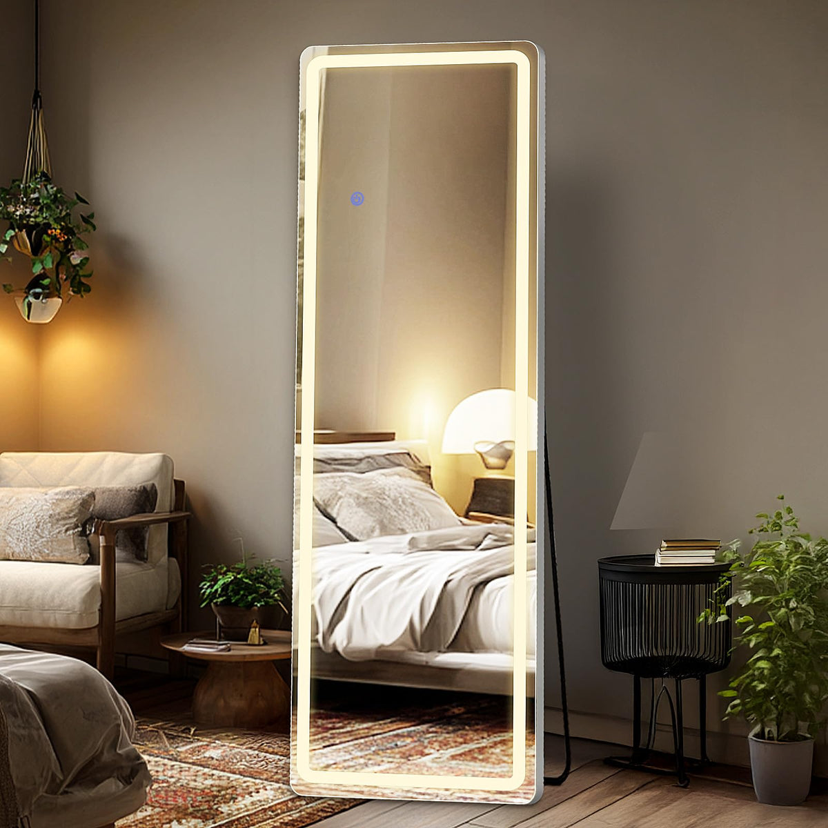 NEWBULIG 59"x16" Arched Full Length Mirror, Full Body Floor Mirror, Gold