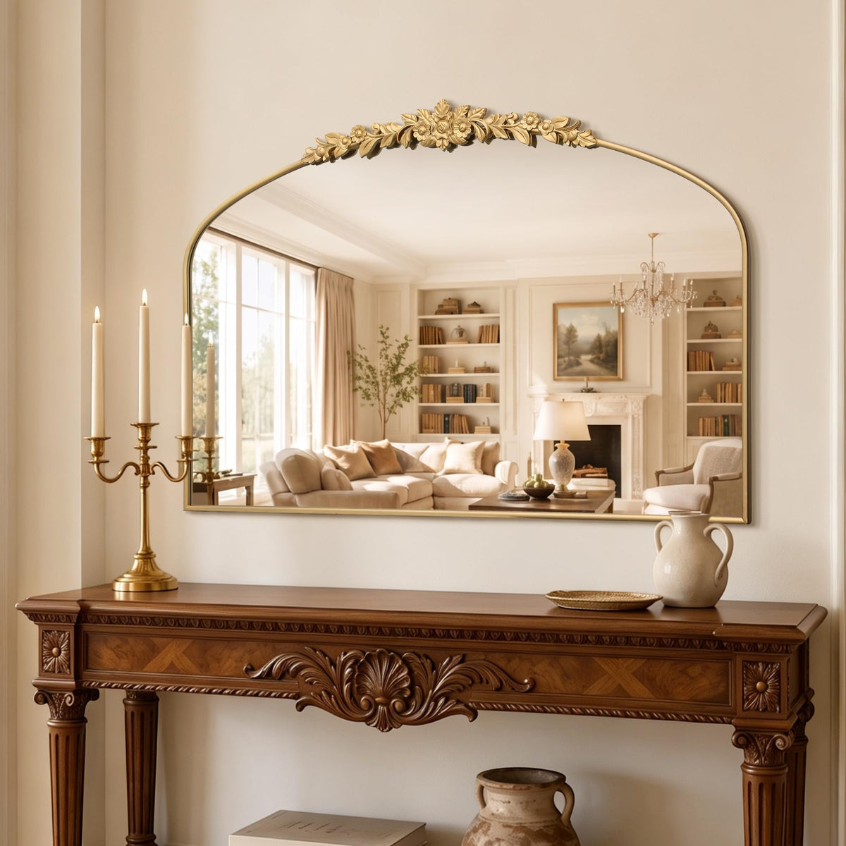 Besdomus Vintage Full Length Mirror: 21"x56" Gold Antique Floor Long Mirror