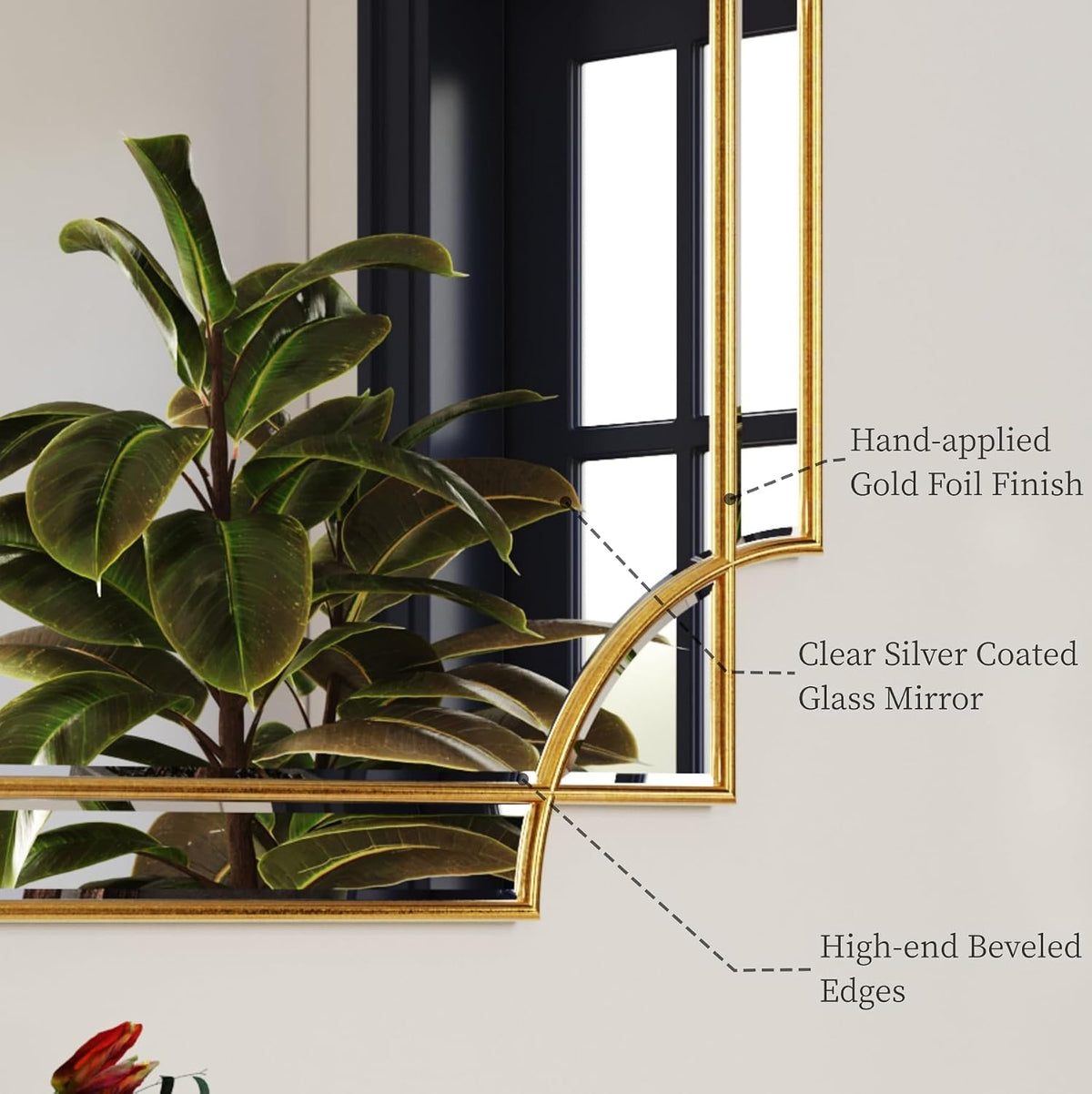 Kelly Miller 24"x48" Gold Foil Scalloped Edge Decorative Vanity Wall Mirror