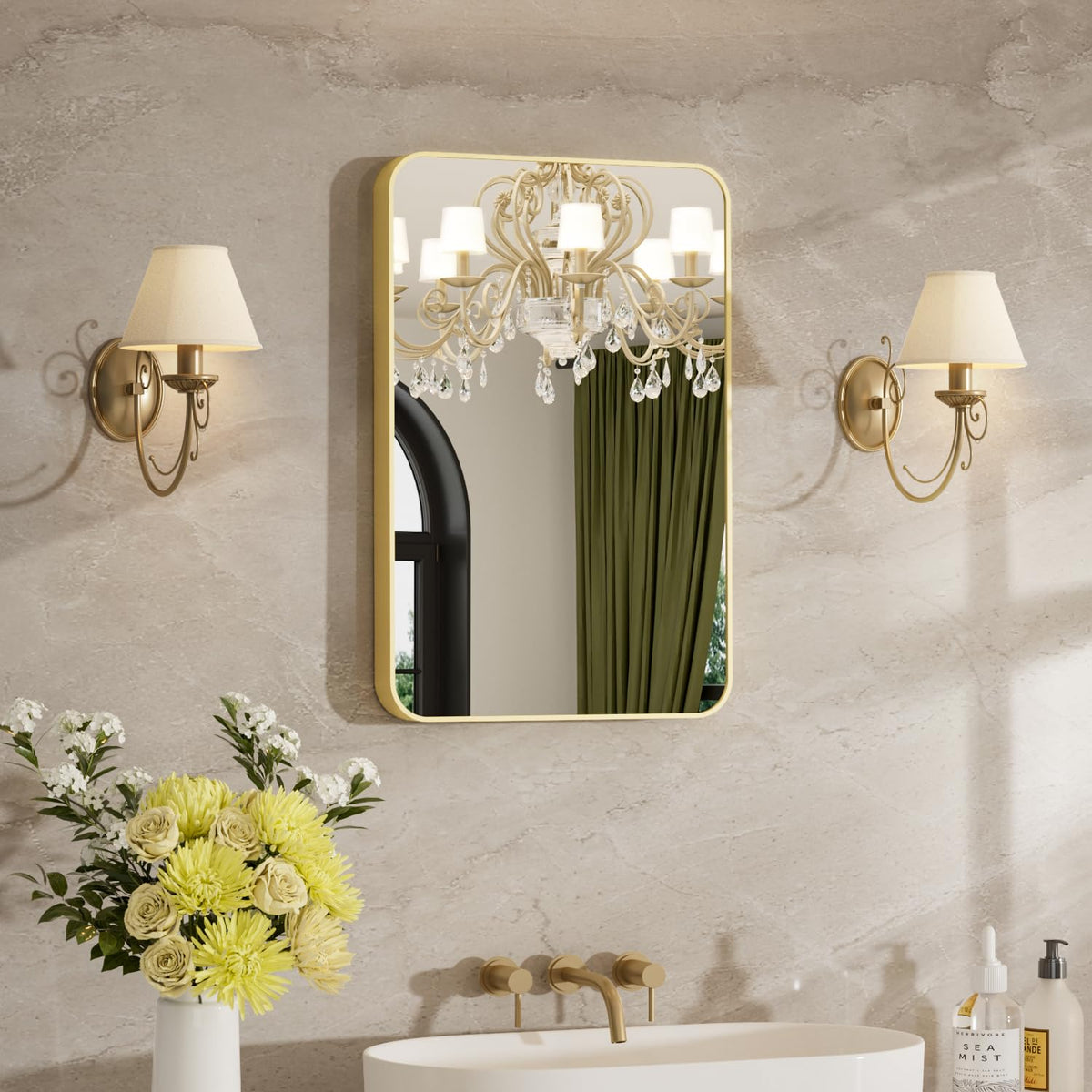 24"x36" Bathroom Mirror for Over Sink, Brushed Nickel Vanity Mirror