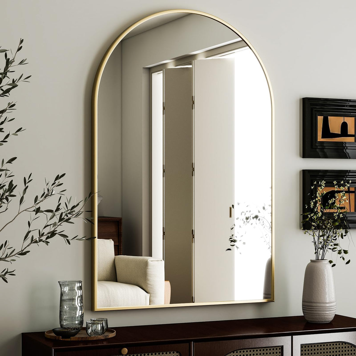 HARRITPURE 20"x30" Arched Bathroom Mirror Wall Mounted Black Arch Mirror