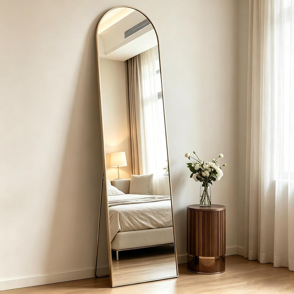NEWBULIG 59"x16" Arched Full Length Mirror, Full Body Floor Mirror, Gold
