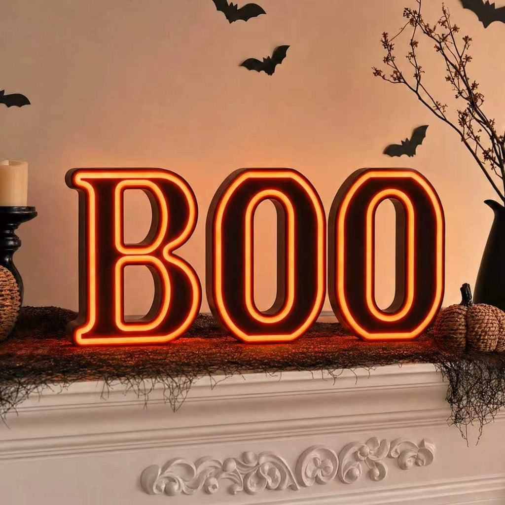 Halloween Decorations– BOO Light Up Sign for Halloween Decor Indoor