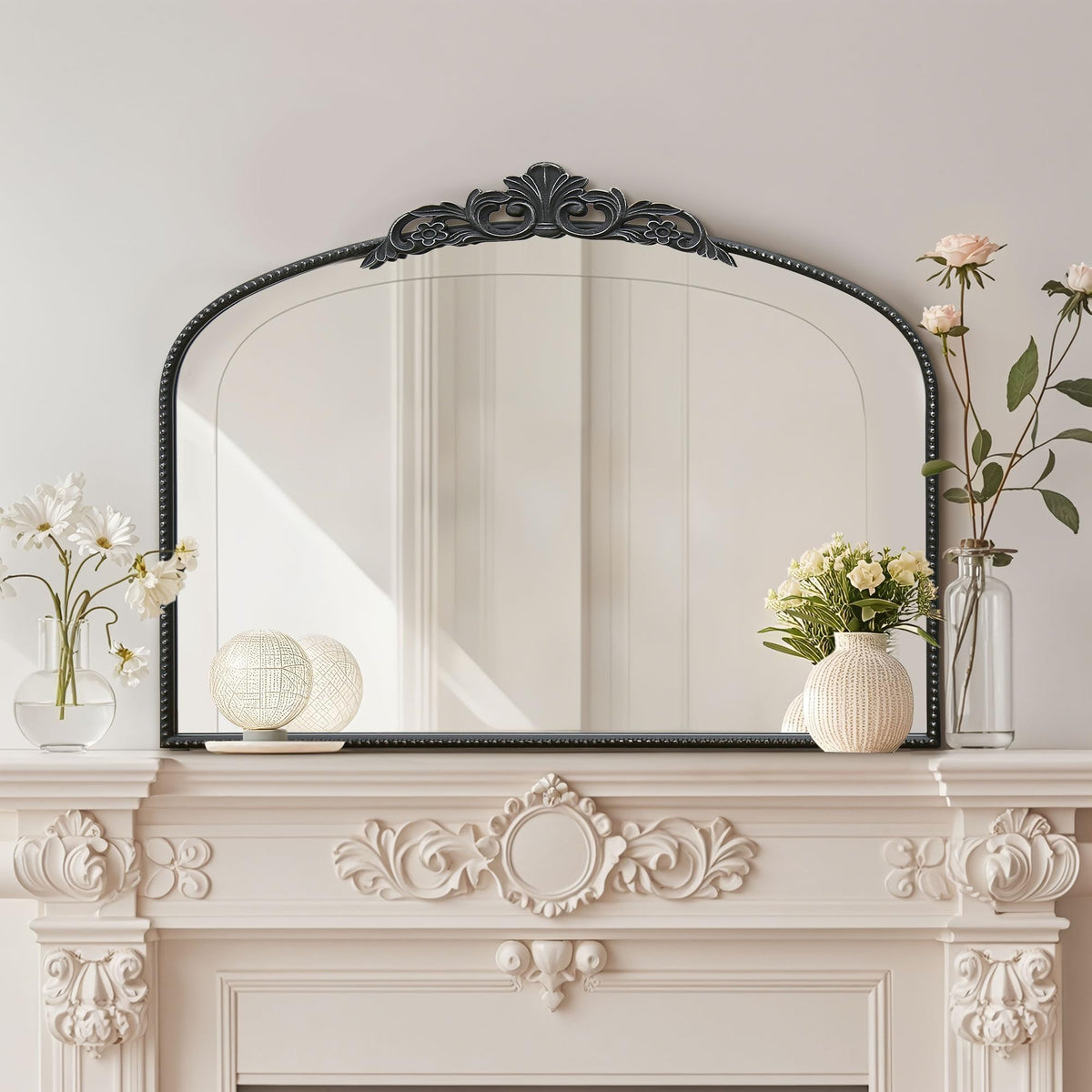 Micasso Black Full Length Mirror: 21''x56'' Baroque Vintage Floor Mirror