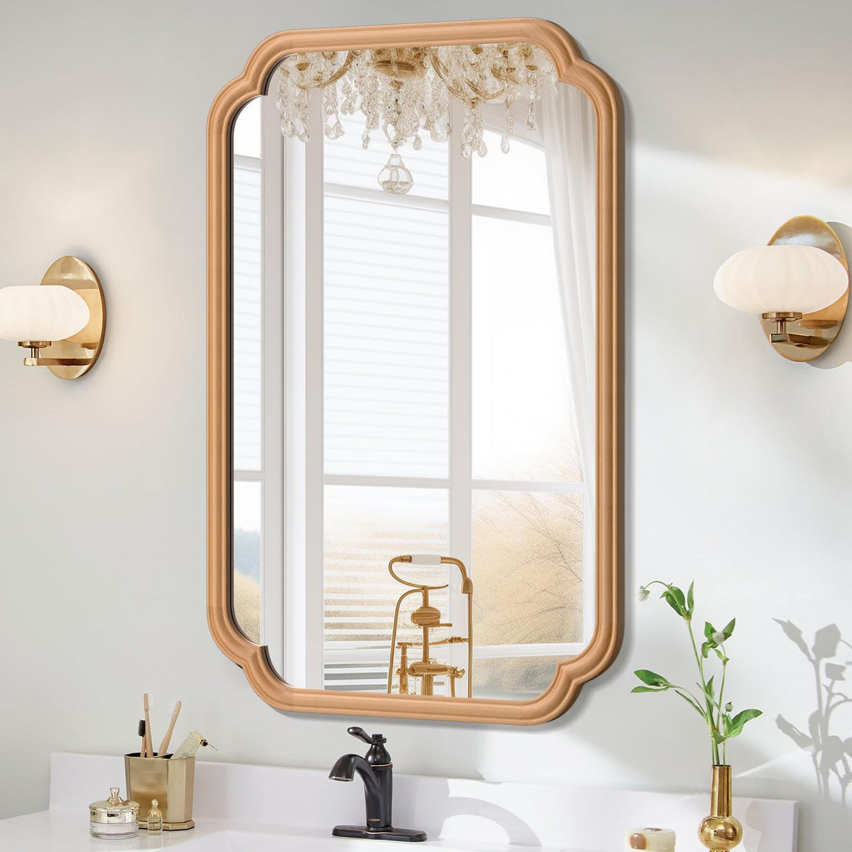 Ferytange 48"x16" Gold Door Mirror Full Length Over The Door with Non-Rusting Metal Frame, Modern Full Body Mirror Bedroom Closet Bathroom