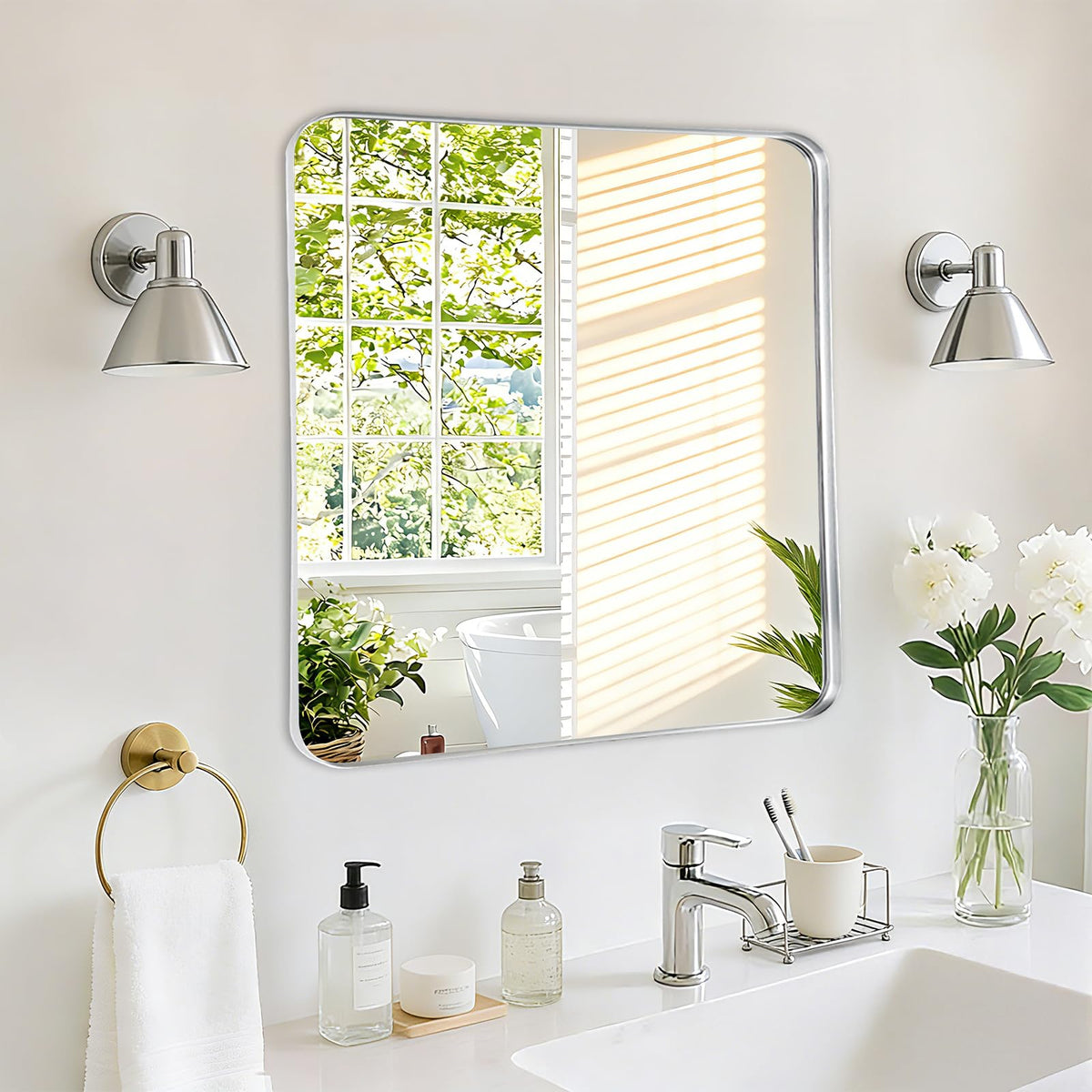 Black Bathroom Vanity Mirror Over Sink 2 Pack, 24x36 Large Wall Mirror
