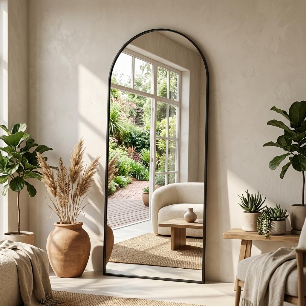 81"×41" Floor Mirror Full Length Arched Full Length Mirror Gold