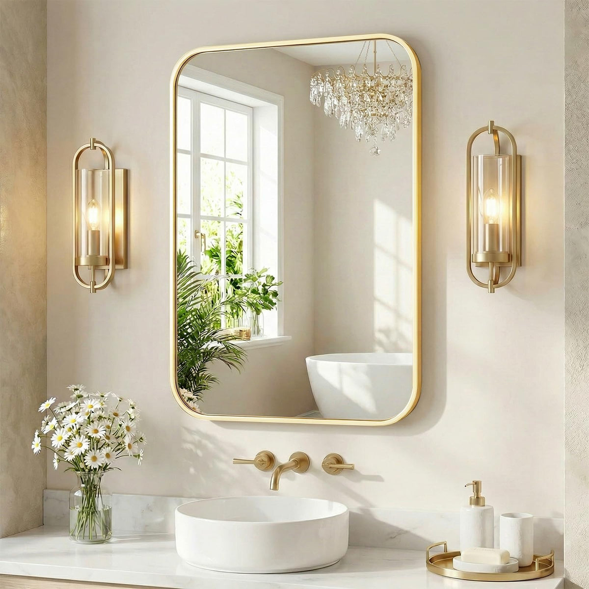 Sweetcrispy Bathroom Mirror 40x30 Inch, Vanity Mirror for Wall