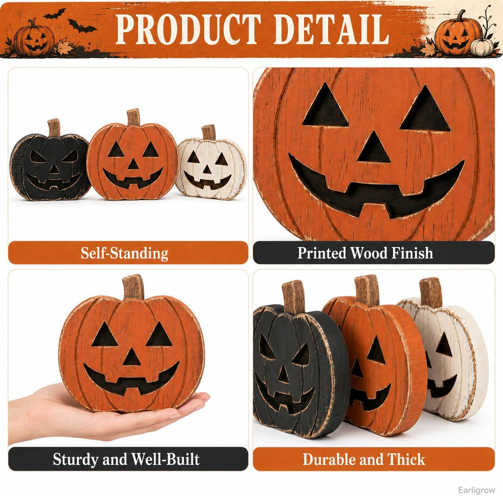 Halloween Pumpkin Table Decor Indoor, Halloween Decorations for Home