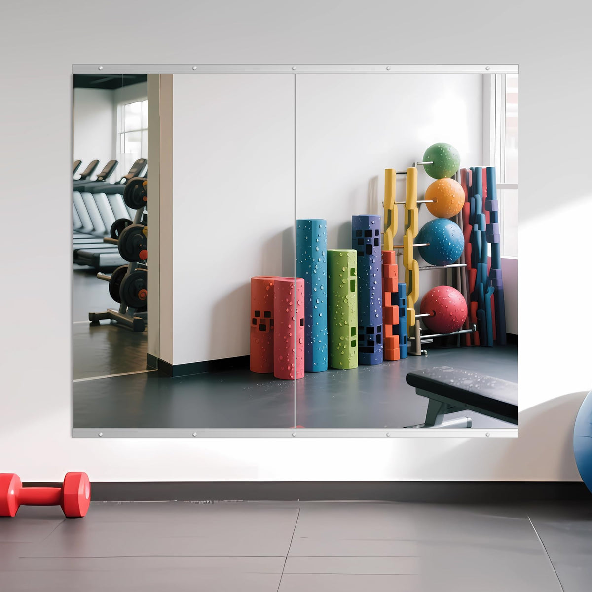 Home Gym Mirror Tiles, 12" x 12" x 12PCS Wall Mirror Tiles Frameless Glass