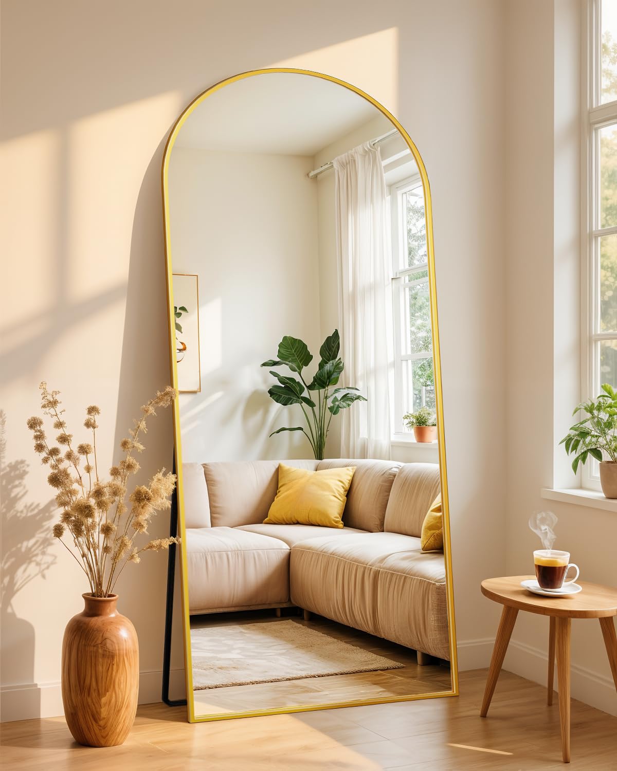 71"x28" Arched Full Length Mirror with Stand,Full Body Floor Mirror