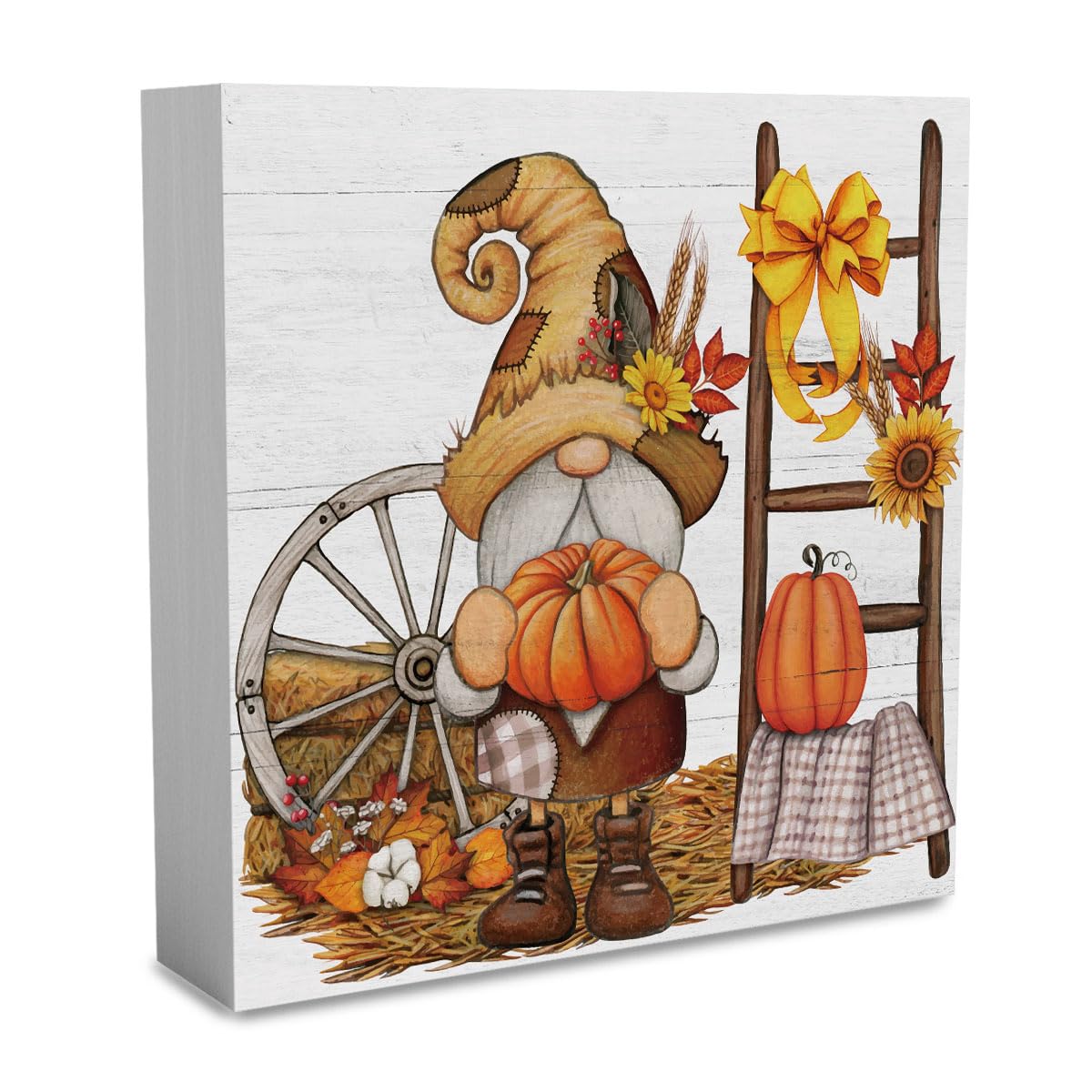 Fall Decorations for Home Fall Decor Rustic Tis' the Season Pumpkin Sign, Autumn Thanksgiving Decor Sign for Home Office Bathroom Kitchen Bedroom Room Mantel Tiered Tray Decoration 5 x 5 Inches