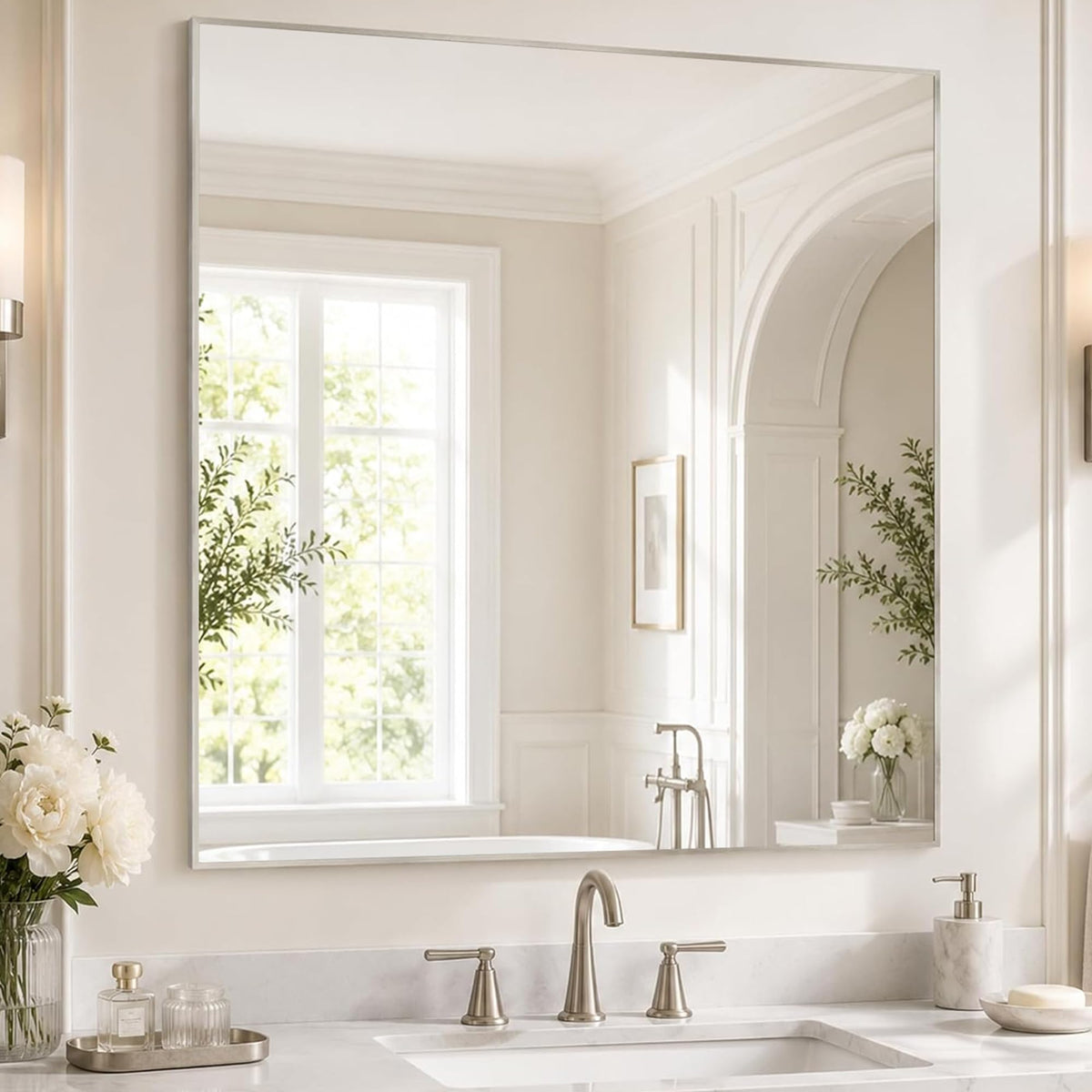2-Pack 24"x36" Matte Black Framed Bathroom Vanity Wall Mirrors