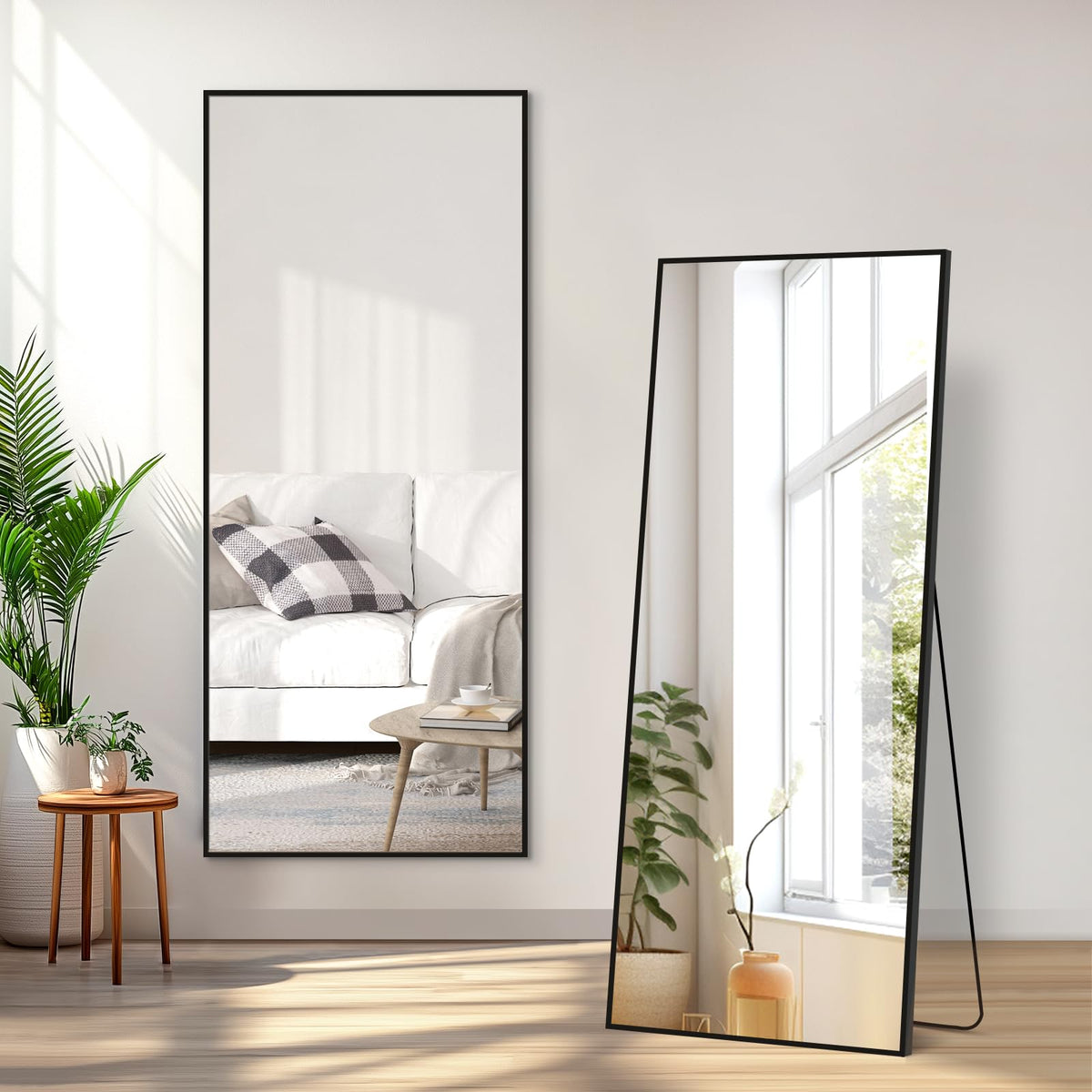 MirrMuse 76"x34" Large Arched Floor Mirror Full Length with Stand, Gold