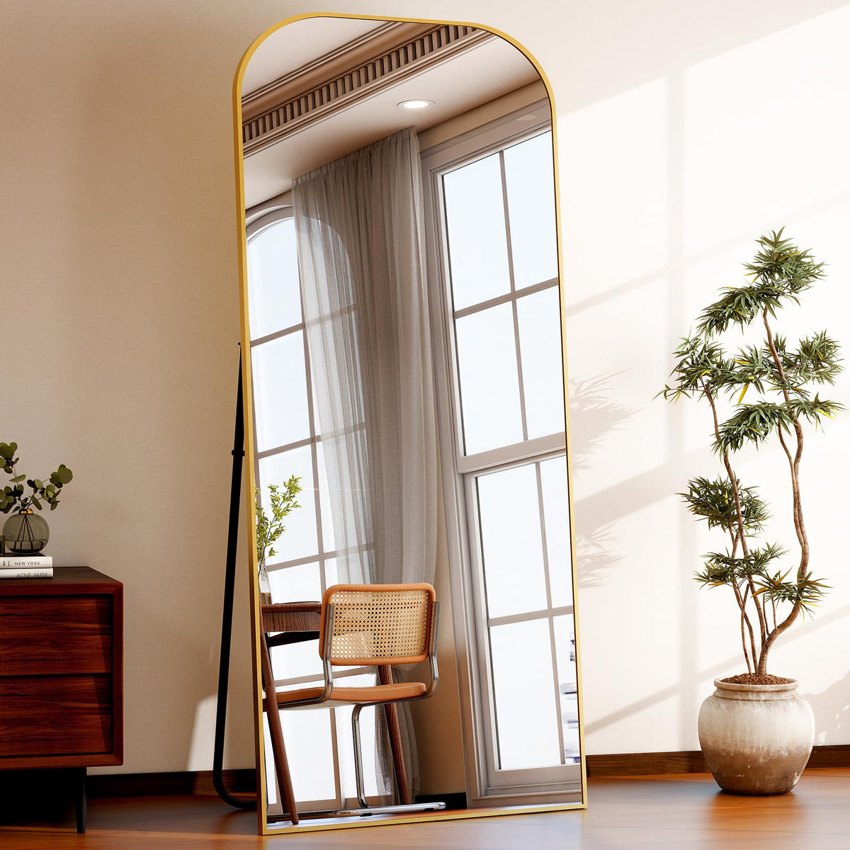 HARRITPURE 57"x20" Full Length Mirror Gold Rounded Corner Floor Mirror
