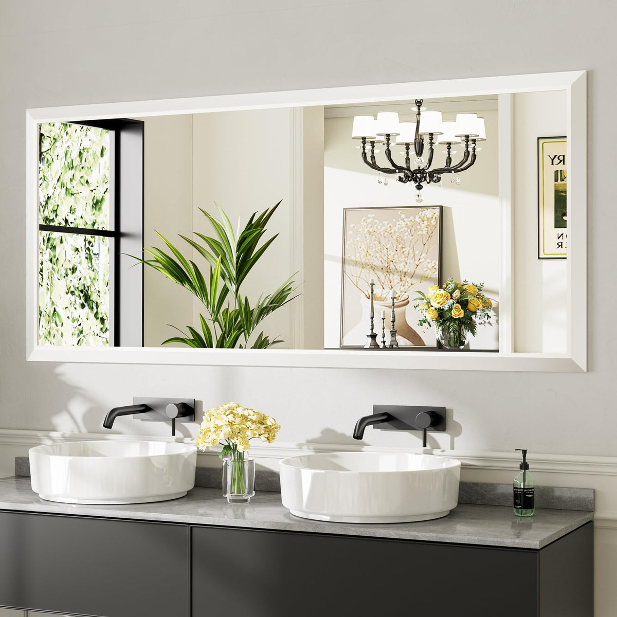 Briivue Black Metal Framed Bathroom Wall Mirror, 40x30 Inch
