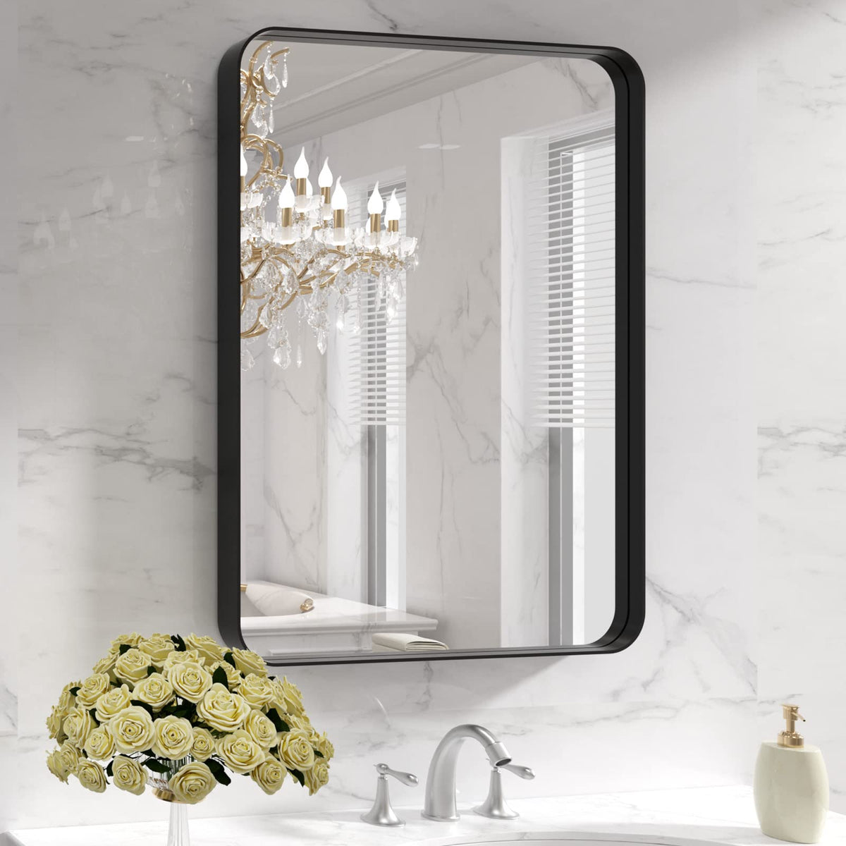 LOAAO 24"X36" Gold Bathroom Mirror