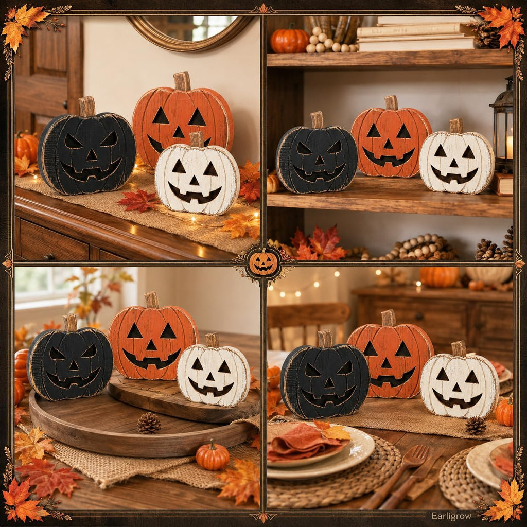 Halloween Pumpkin Table Decor Indoor, Halloween Decorations for Home