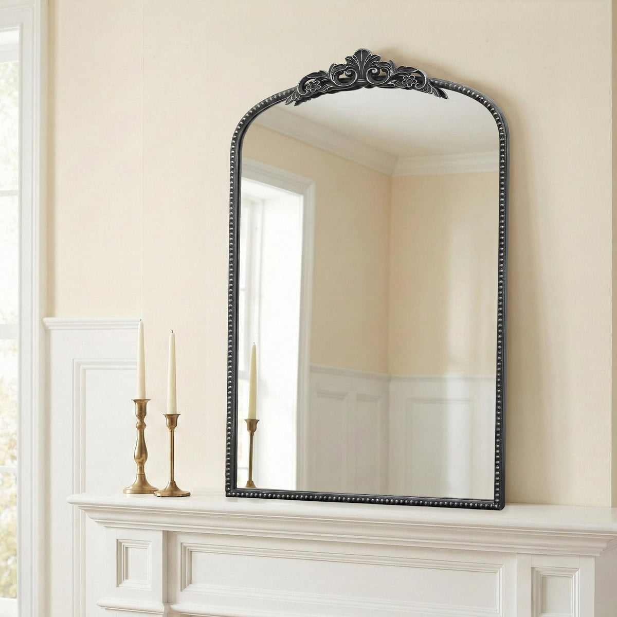 Micasso Vintage Bronze Wall Mirror: 40"x29" Baroque Antique Arched Mirror