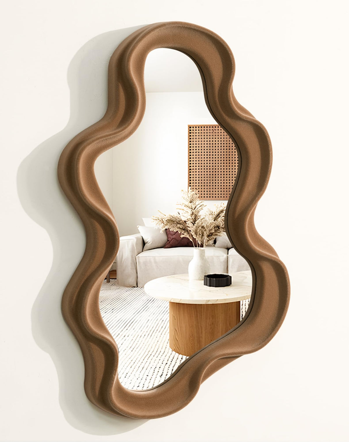 Emerald Green Wavy Wall Mirror Decor for Hallway Entryway, Irregular Cloud-Shaped Small Decorative Mirrors for Home Office Living Room, Modern Hanging Wall Art for Christmas Wedding Gift