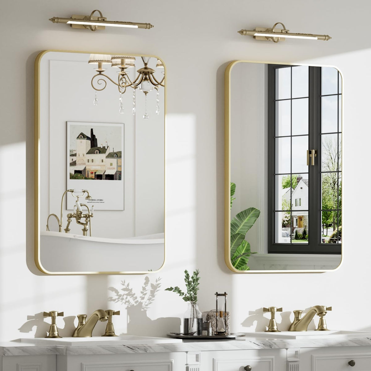 24"x36" Bathroom Mirror for Over Sink, Brushed Nickel Vanity Mirror