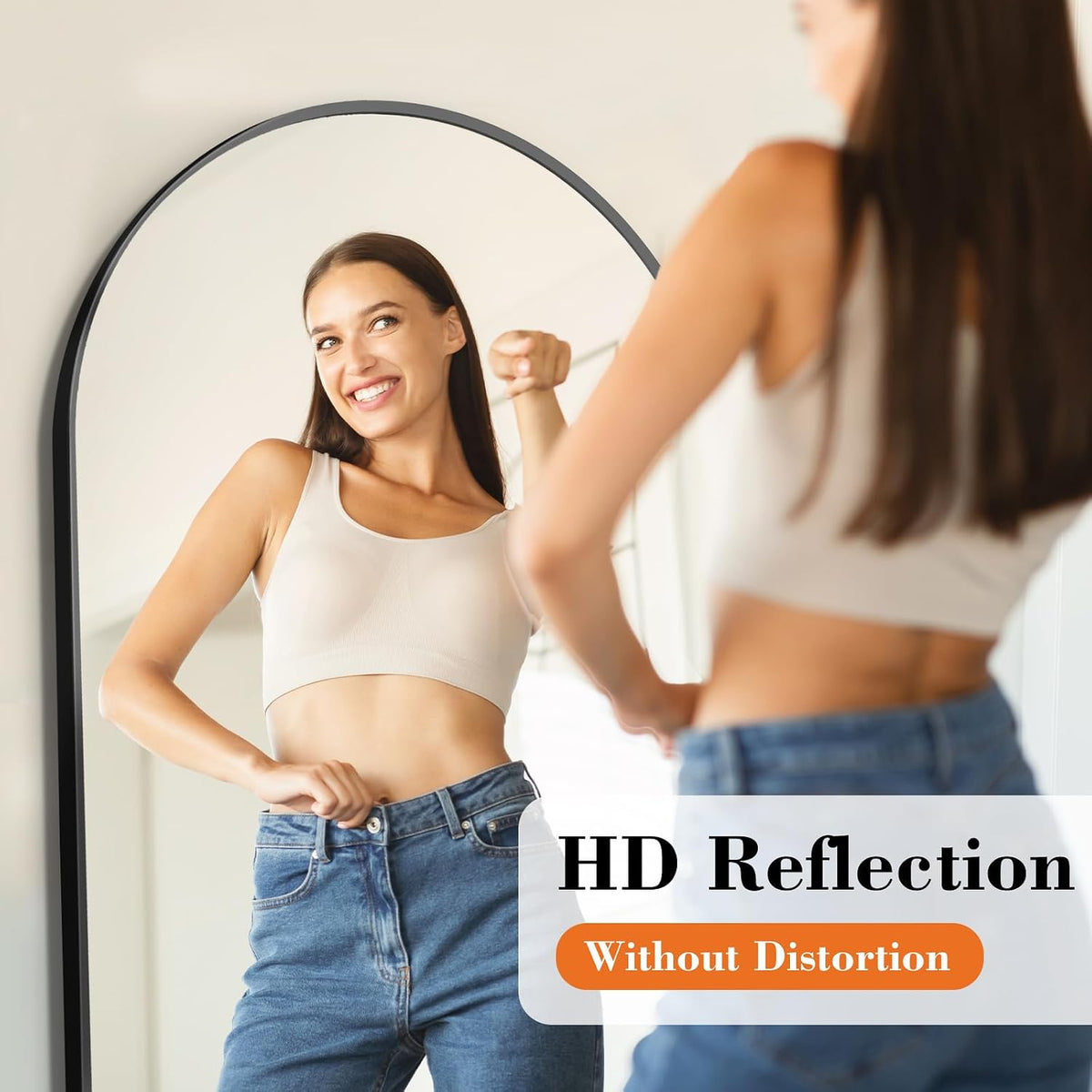 DUMOS 63"x20" Arched Full Length Floor Mirror, Full Body Mirror with Stand