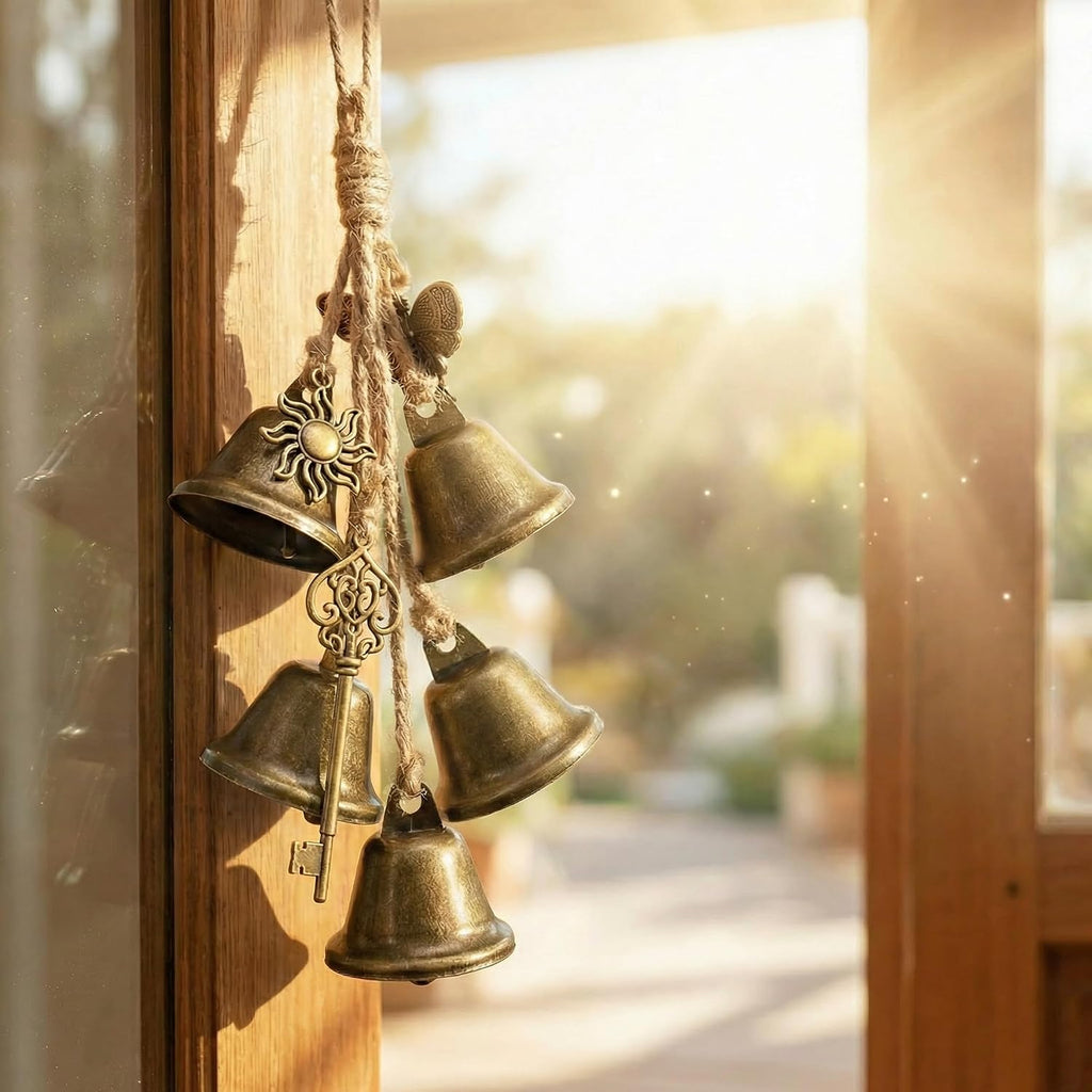 Witch Bells for Door Knob Hanging Protection Bell Supplies Handmade Brass Witch Bells for Home Blessing Magic Wreath Charm and Decorative Hanging Door Accessories