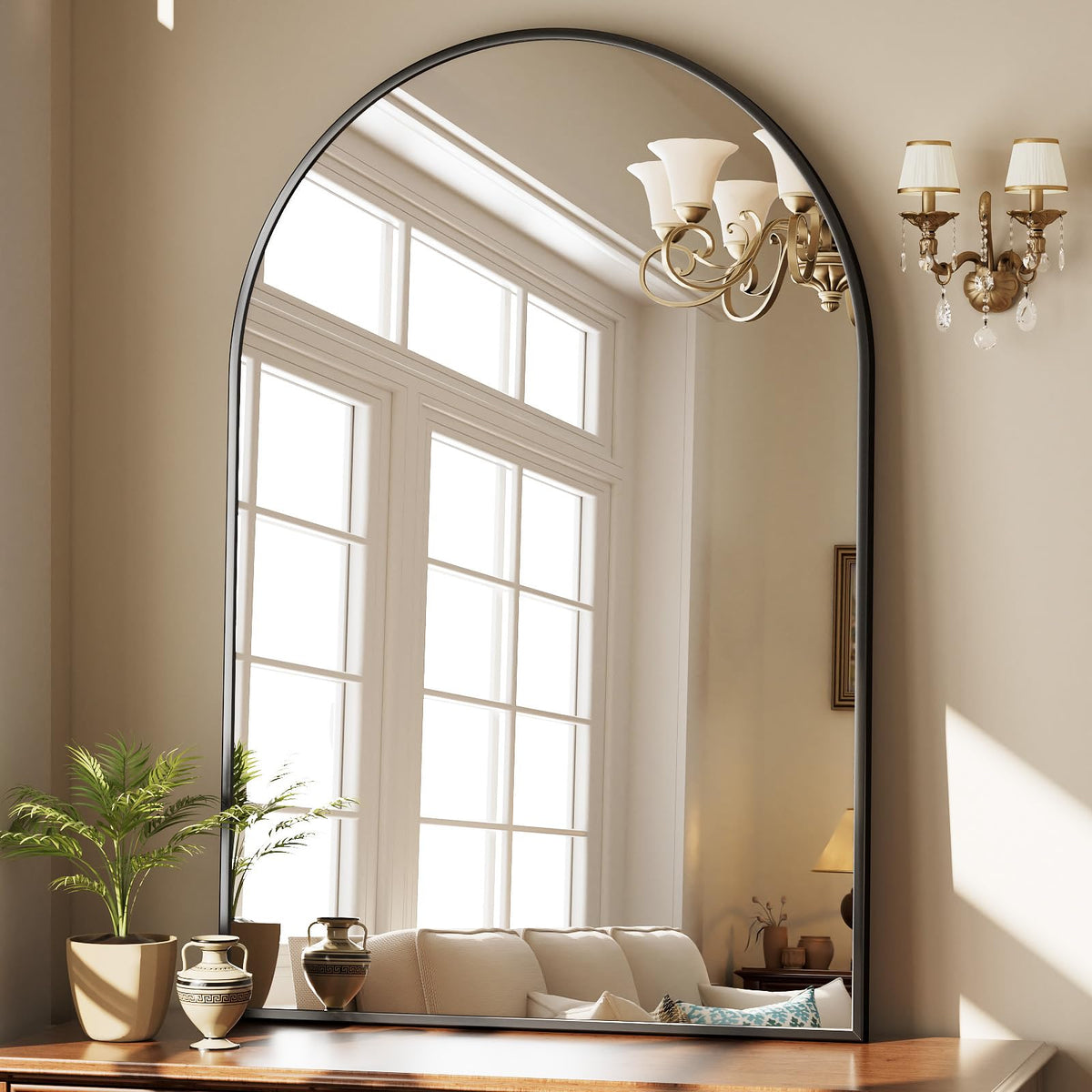 HARRITPURE Arched Wall Mirror 30"x40" Gold Arch Bathroom Vanity Mirror