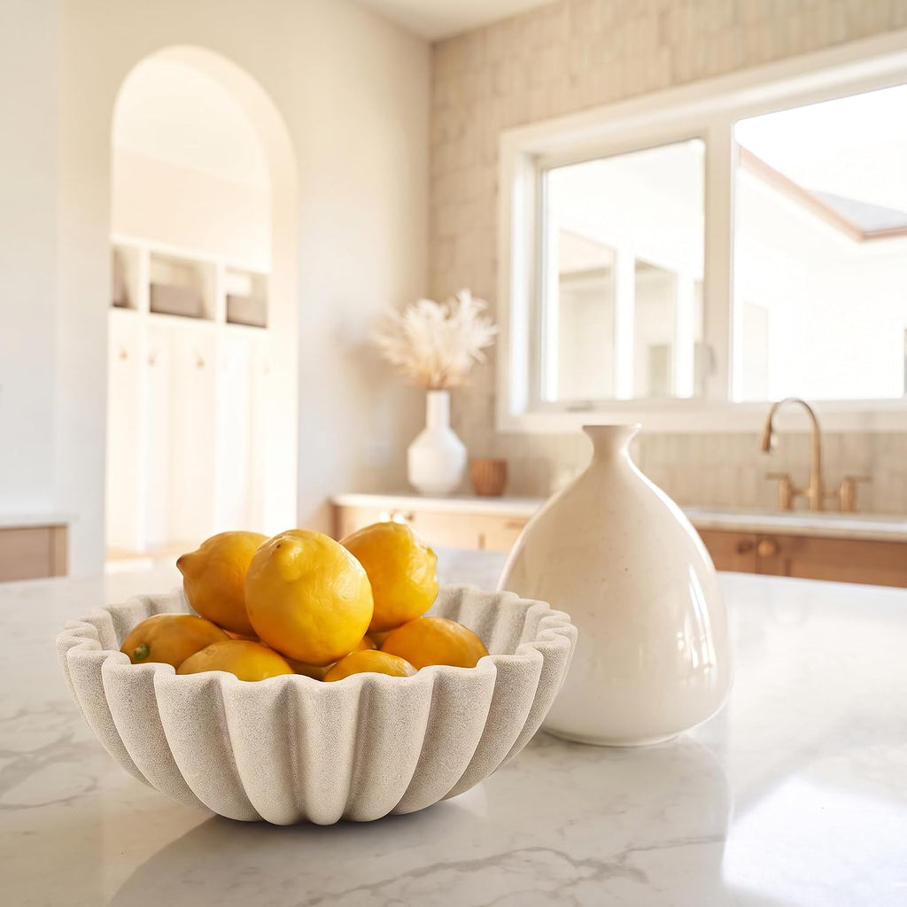 KIBAGA Decorative Marble Fruit Bowl for Your Kitchen Counter or Table Decor